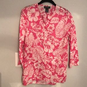 FLORAL BLOUSE RALPH LAUREN S PINK & WHITE PERFECT FOR SUMMER